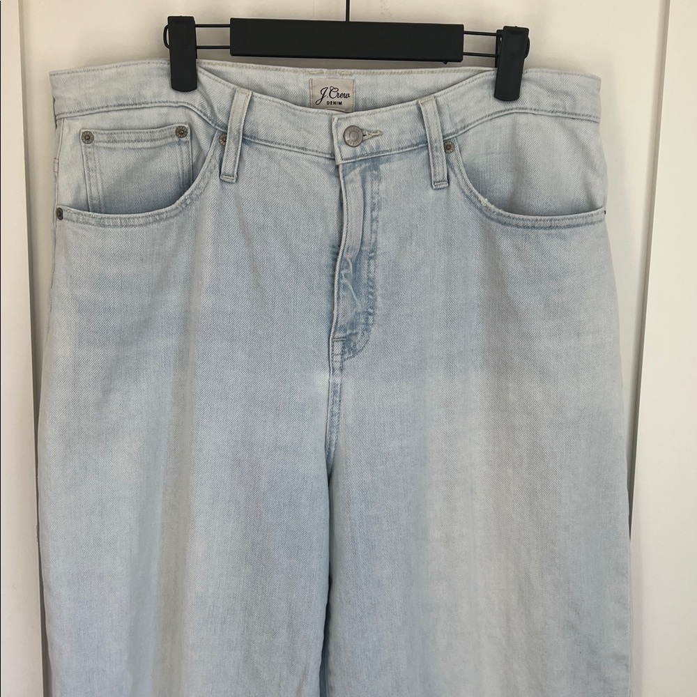 🕶️J.Crew Slim wide-leg jean Misty Surf light blue wash 12/14 sz 32 - Picture 4 of 10